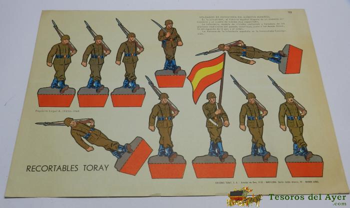 Recortable Soldados De Infanteria Del Ejercito Espa�ol, Ediciones Toray, 1968, Mide 40 X 29 Cms.