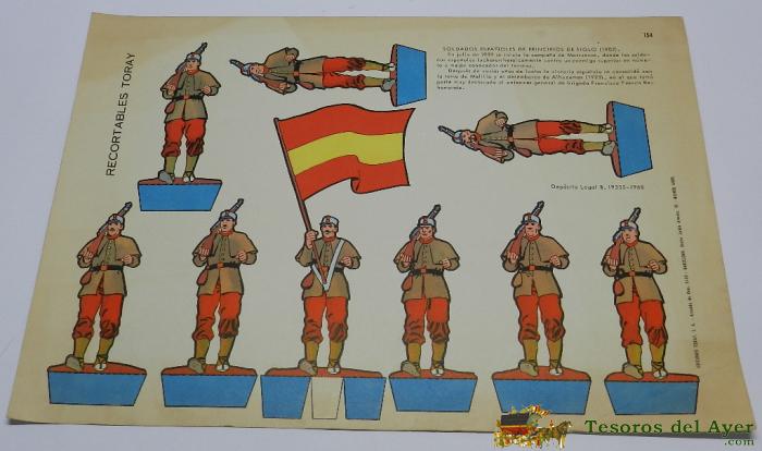 Recortable Soldados De Espa�oles De Principios De Siglo 1902, Ediciones Toray, 1968, Mide 40 X 29 Cms.