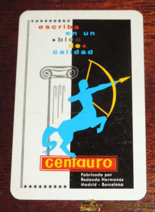 Calendario Heraclio Fournier, Centauro 1967, Ver Fotografia Adicional Para Comprobar El Estado Del Reverso.