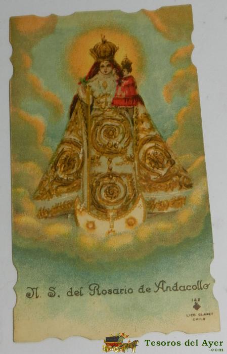 Estampa Religiosa De Nuestra Se�ora De Andacollo, Mide 10,8 X 6 Cms.