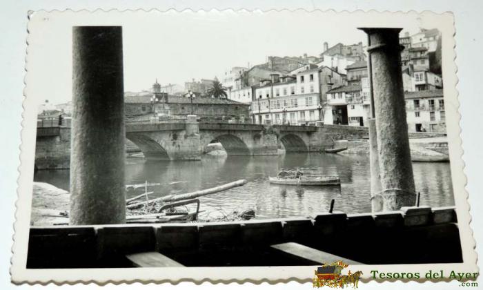 Antigua Foto Postal De Betanzos, Puente Viejo Sobre El Rio. Ed. Arribas 8 - No Circulada.