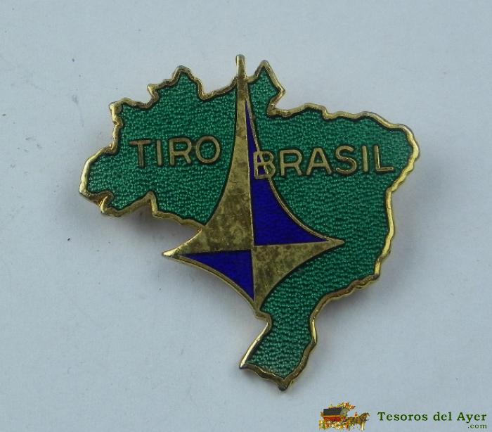 Insignia Esmaltada De Tiro Brasil, Reverso Con Imperdible, Mide 3,1 Cms.