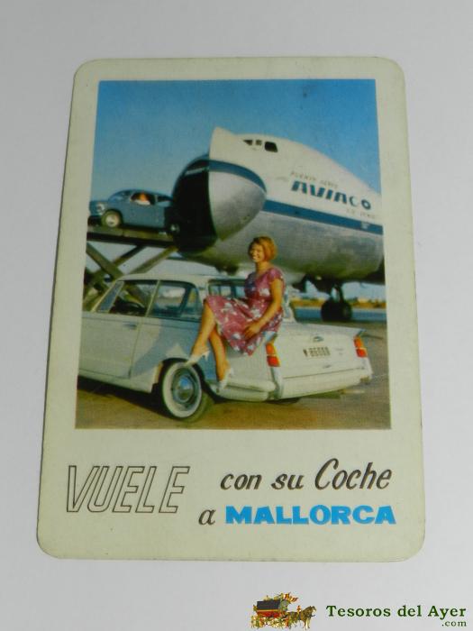 Calendario Fournier Publicidad Vuele Con Su Coche A Mallorca Aviaco - 1966.