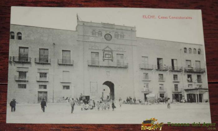 Postal Alicante. Elche. Casas Consistoriales. Fototipia Thomas.1896.sin Circular.
