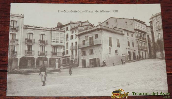 Postal De Mondo�edo, Lugo, N. 7, Plaza De Alfonso Xiii, Fot. A. Teigeiro, No Circulada.