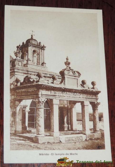 Antigua Postal De Merida, El Templo De Marte, F.c. De M.z.a., Huecograbado Mumbru, No Circulada.