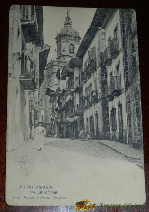 Postal Fuenterrabia, San Sebastian. Calle Mayor. N. 1154, Ed. Hauser Y Menet, No Circulada, Sin Dividir.