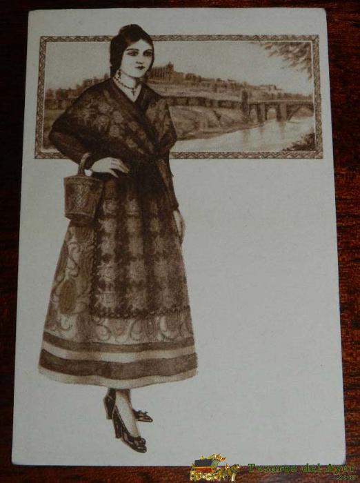 Antigua Postal Publicidad, Aspirina Bayer, Traje Regional Mujer De Toledo, Mide 12 X 8 Cms.