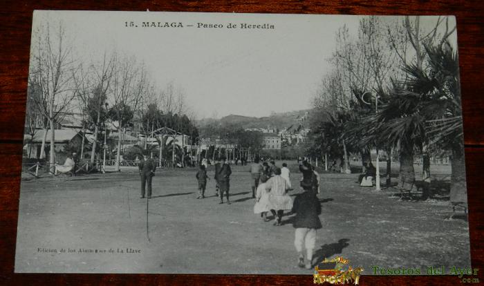 Postal De Malaga, Paseo De Heredia. Ed. Especial De Almacenes La Llave, N� 15. No Circulada.