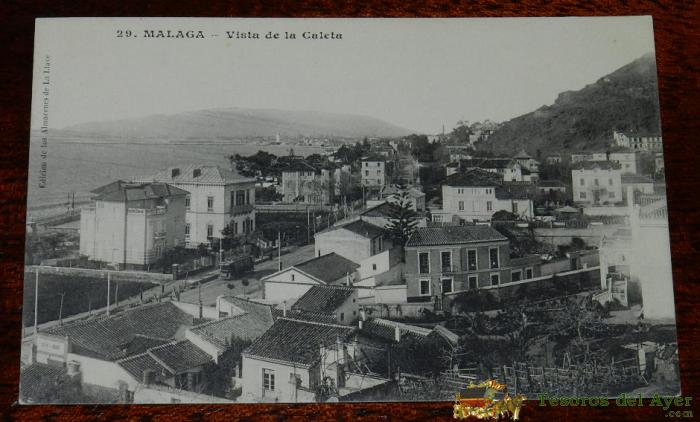 Tarjeta Postal De Malaga - Vista De La Caleta. 29. Edicion Especial Almacenes La Llave, No Circulada.
