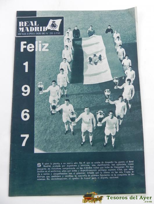 Antigua Revista Del Real Madrid - Futbol - Enero 1967 - N� 200 - Mide 31 X 21,5 Cms - Deporte, Futbol - Baloncesto - 32 Pag. Aprox. Perfecto Estado.