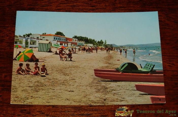 Antigua Foto Postal De Denia, N. 13, Playa Las Marinas, Circulada, Ed. Garcia Garrabella.