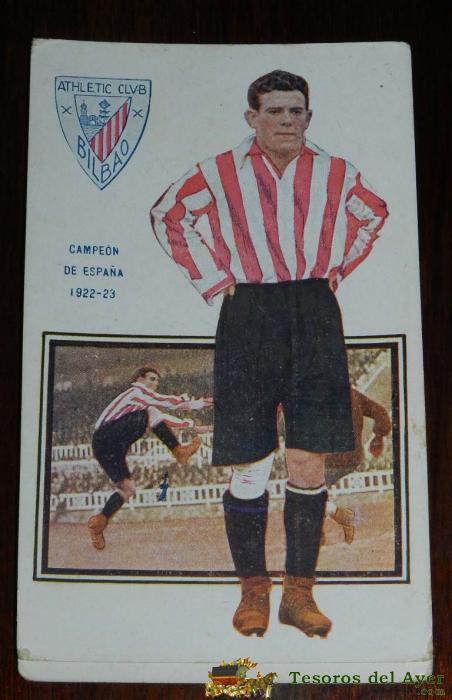 Postal Athletic Club Bilbao, Travieso, Jugadores Foot-ball Serie F N� 9, Campeon De Espa�a 1922-23, Amatller, Ver La Foto De La Parte Posterior. Mide 13 X 8 Cms, 