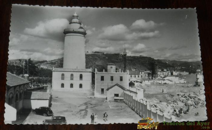 Foto Postal De Malaga, La Farola, 252 Foto D. Cortes, Lighthouse, Sin Circular, No Circulada.