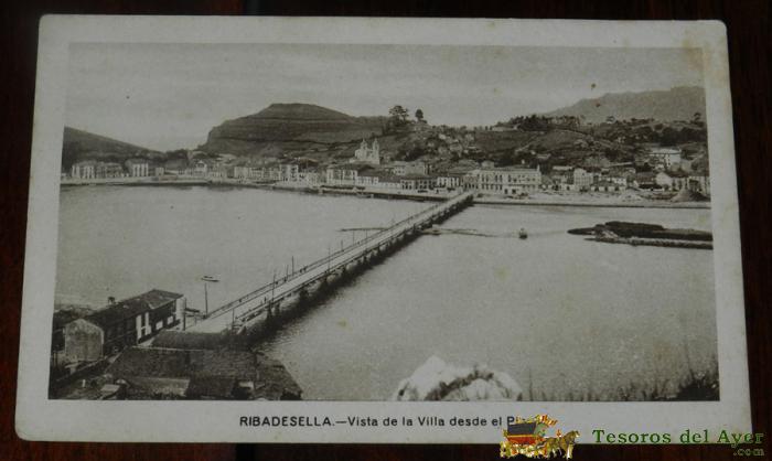 Postal De Ribadesella. Vista De La Villa Desde El Pico. Edici�n M. Arribas. No Circulada.