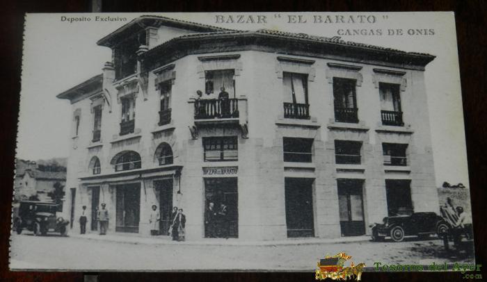  Postal De Cangas De Onis, Asturias, Con Publicidad Del Bazar El Barato, Ed. E.j. G. Paris, No Circu