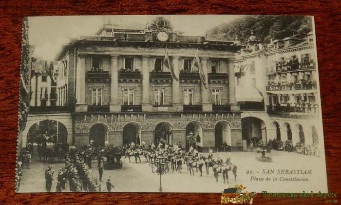 Antigua Postal De San Sebastian, Plaza De La Constitucion, N. 93, No Circulada, Ed. G. Galarza.