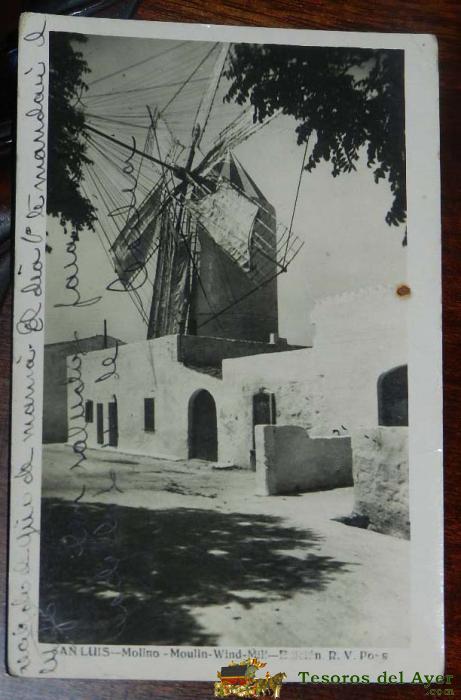 Foto Postal De San Luis, Mallorca, N. 49, Molino, Ed� R.v. Pons - Oriol - Circulada.