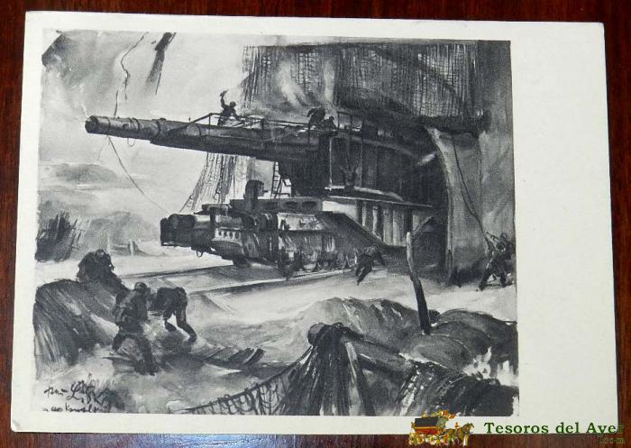 Postal Pieza De Artilleria De Ferrocarril, De Largo Alcance, En La Costa Del Canal, Ii Guerra Mundial, Mide 14,5 X 10,5 Cm