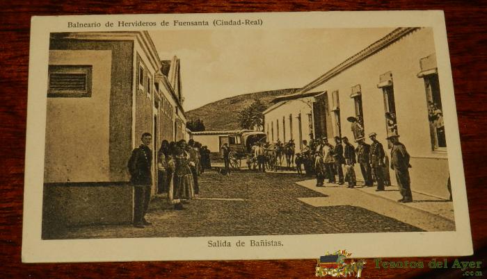 Postal Del Balneario De Hervideros De Fuensanta - Ciudad Real - Salida De Ba�istas - Ed. J.b.s.m. - No Circulada.