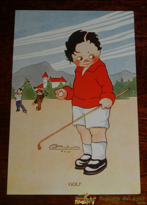 Postal Comica De Golf, Ediciones Victoria. Barcelona. N. 1145, No Circulada.
