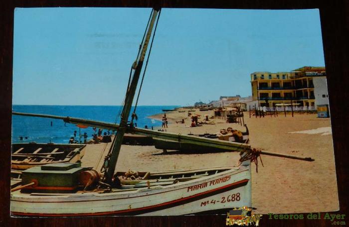 Foto Postal De Malaga. Torremolinos, Costa Del Sol. Playa De La Carihuela. Ed. Alarde N� 8. Circulada En 1963. 