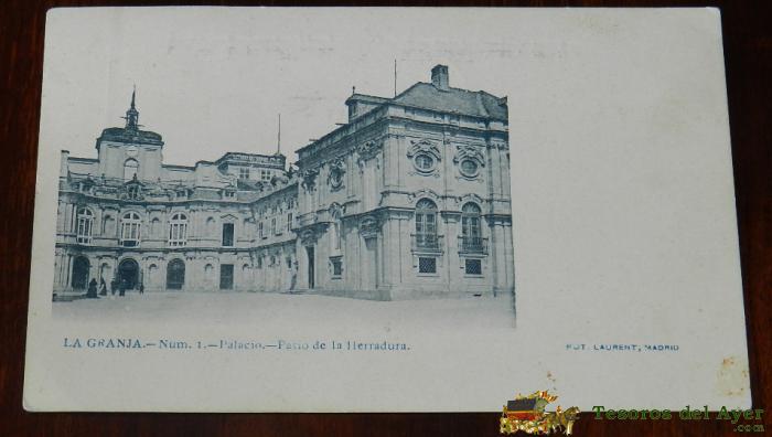 Antigua Postal De La Granja (segovia) Num. 1 - Palacio, Patio De La Herradura . Foto Laurent, Circulada.