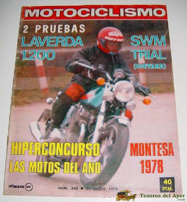 Antigua Revista Motociclismo - N� 545 Enero 1978 - Numerosas Fotografias De Motos De La Epoca - Mide 28x22 Cms - 50 Pag. Aprox.