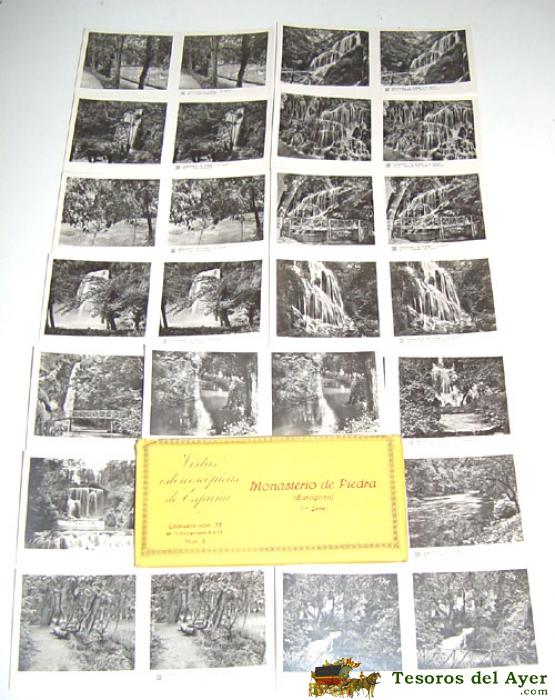 Antiguas Cuadernillo Con 15 Vistas Estereoscopicas De Monasterio De Piedra (zaragoza) - 1� Serie - Mide 6x13 Cms.