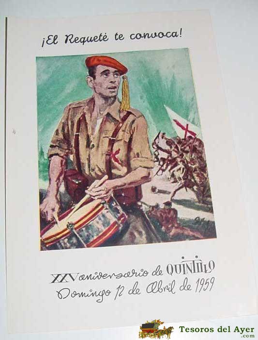 Antiguo Programa. El Requet� Vela Las Armas. En El Xxv Aniversario Del Quintillo (abril 1934 - Abril 1959). Hoja Mide 16 X 11 Cms. Carlismo. Andaluc�a. Carlismo, Andalucia