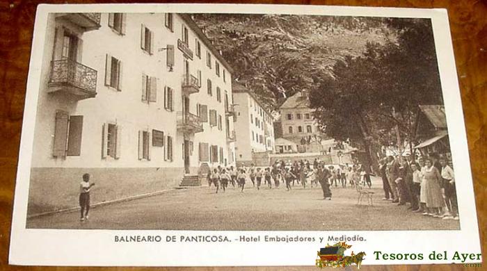 Antigua Postal De Balneario De Panticosa - Hotel Embajadores Y Mediodia - Circulada - Ed. Arribas.