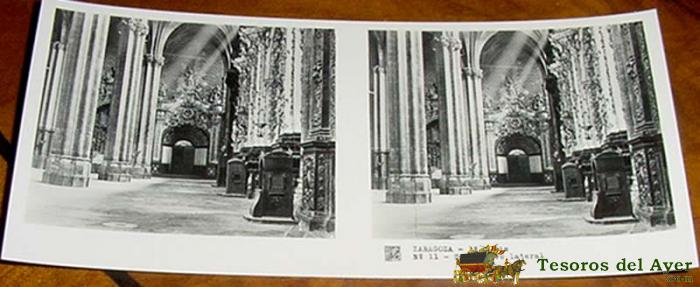 Antigua Fotografia Estereoscopica De  Zaragoza - Seo - 1� Serie - Num. 11 - Mide  13 X 6 Cms Aprox.