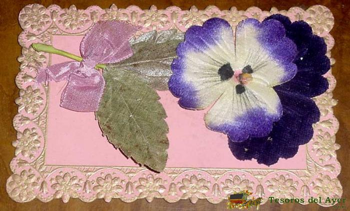 Antigua Postal Troquelada Tipo Celuloide Con Pesnamiento Flor En Relieve Y - Preciosa . Escrita En 1933