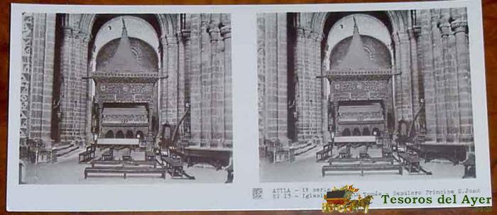 Antigua Fotografia Estereoscopica De Avila - 1� Serie - Coleccion Num. 12 - Ed. Relley - Iglesia De San Vicente - N. 13.