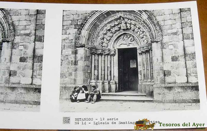 Antigua Estereoscopia De Betanzos - Galicia - Ed. Relley - 1� Serie - N. 14 - Iglesia De Santiago - Portico.