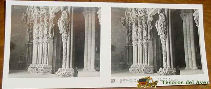 Antigua Foto Estereoscopica De Santiago De Compostela - Catedral - Coleccion Num. 7 - Ed. Rellev - Num. 4.