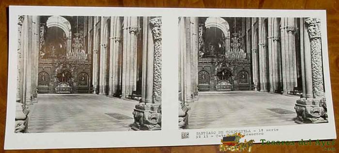 Antigua Foto Estereoscopica De Santiago De Compostela - Catedral - Coleccion Num. 7 - Ed. Rellev - Num. 11.