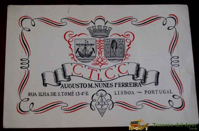 Antigua Tarjeta Qsl - Ct1cc - Lisboa (portugal) - A�os 50