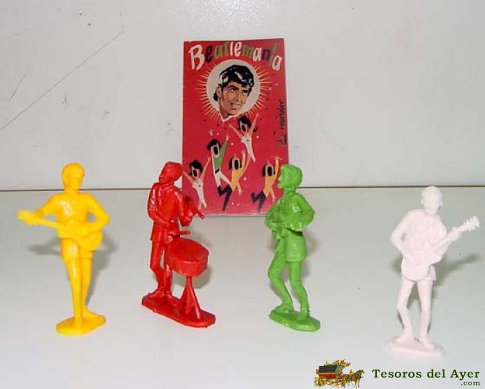 Conjunto De 4 Antiguas Figuras De Plastico De The  Beatles .- Cada Una Mide 8 Cms. Aproximadamente