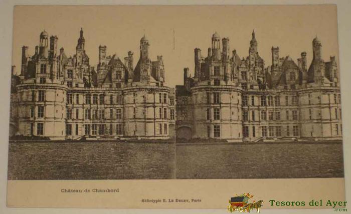Antigua Postal Estereoscopica De Chateau De Chambord - Estereoscopia - No Circulada - Sin Dividir.