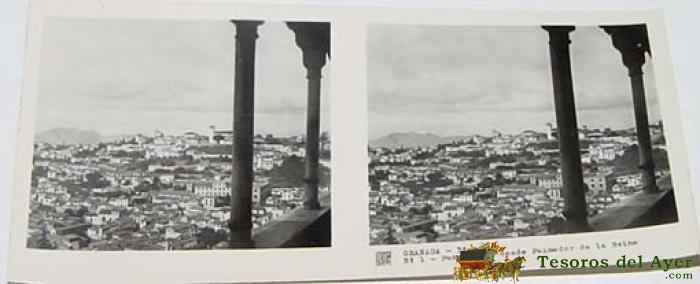 Antigua Foto Estereoscopica De Granada - 6 X 13 Cms - Relley - El Escaner Tomado No Hace Justicia A La Estereoscopia.