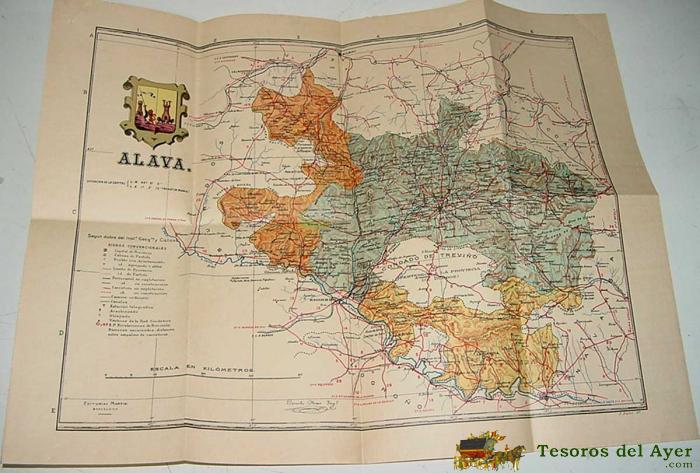 Mapa Provincias De Espa�a Alava - Coleccion De Cartas Corograficas Martin - Editorial Martin - A�o 1951 - Mide Desplegado 48 X 38 Cms.