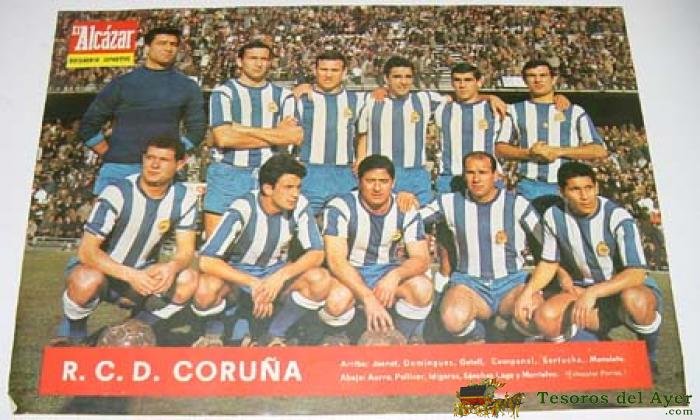 Antiguo Cartel Original Del Equipo De Futbol Real Club Deportivo Coru�a - A�o 1967 Aproximadamente - Tama�o Folio - Venia En El Periodico El Alcazar