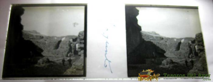 Antigua Fotografia Estereoscopica De Sagunto - Valencia - En Cristal - Mide 10,7 X 4,4 Cms