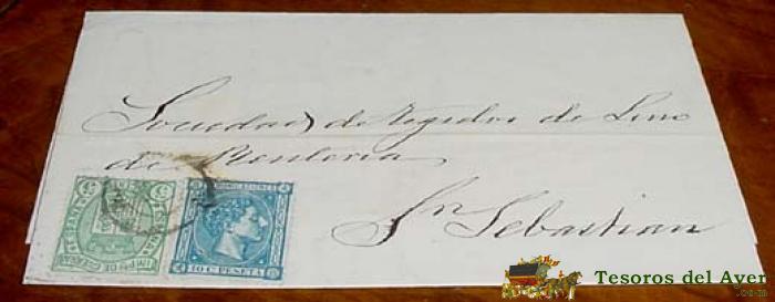 Sobre Circulado - Espa�a. Correos 1871 - Matasellos Oviedo A San Sebastian - Historia Postal