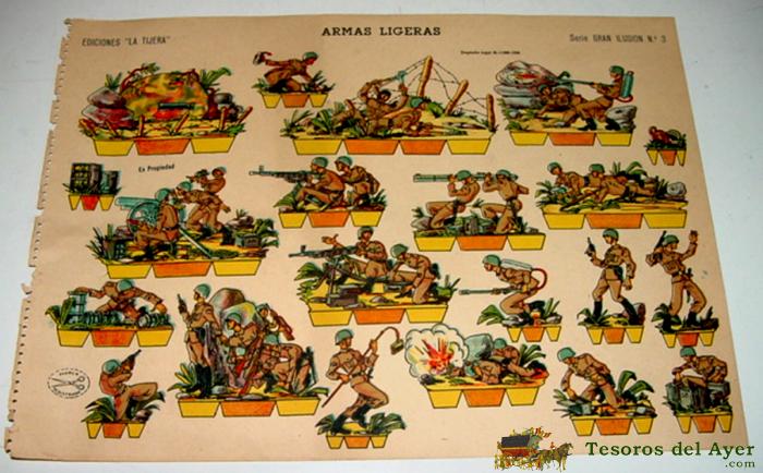 Antiguo Recortable La Tijera - Serie Gran Ilusion N� 3 - Armas Ligeras - Mide 33,5 X 24 Cms.