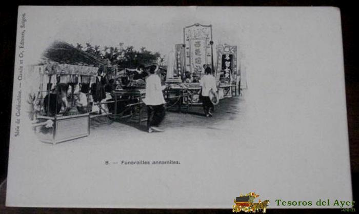 Antigua Postal Serie De Conchinchine - N. 8 Funerailles Annamites - Ed. Claude Et C�. Saigon - No Circulada.