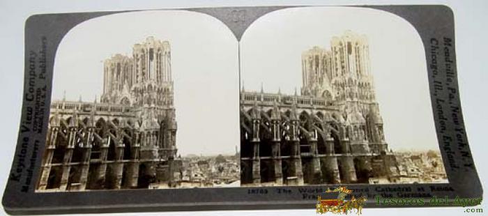 Ruinas De La Catedral (francia) - Ed. Keystone View Company - Made In U.s.a - Mide 18 X 9 Cms.