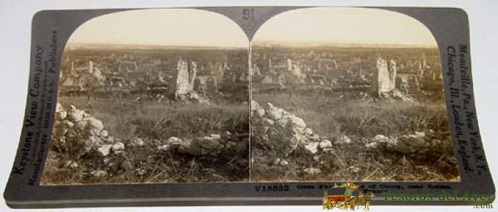 Ruinas Cerca De Reims (francia) - Ed. Keystone View Company - Made In U.s.a - Mide 18 X 9 Cms.