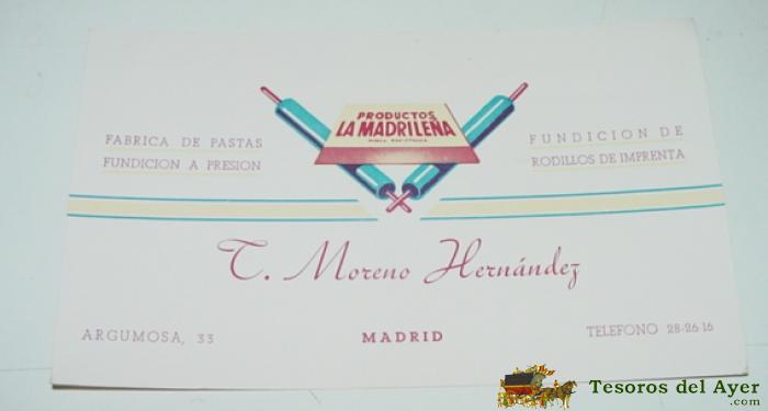 Antiguo Secante Con Publicidad De Productos La Madrile�a - Mide 18,5 X 11 Cms.